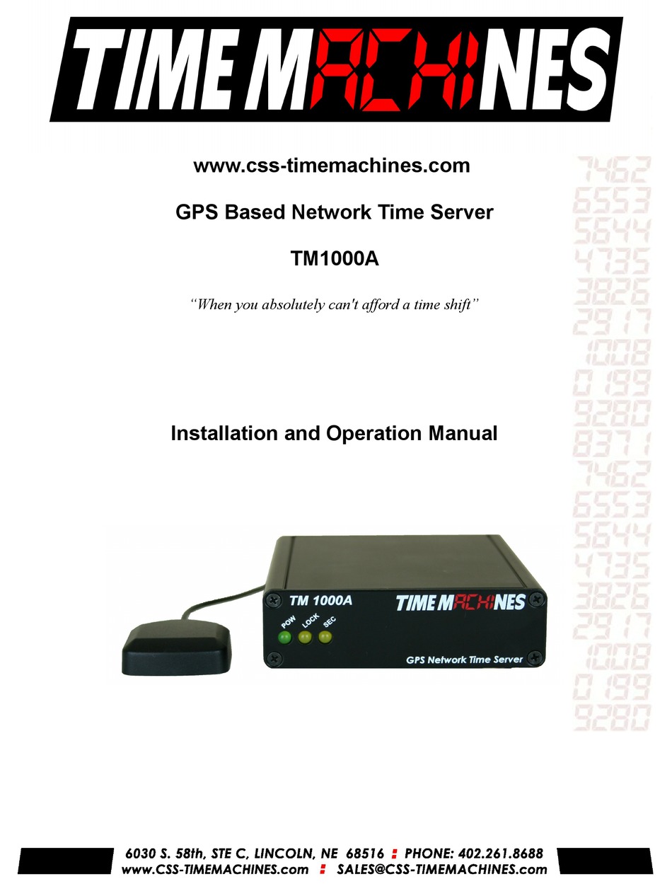 TIME MACHINES TM1000A INSTALLATION AND OPERATION MANUAL Pdf Download ...