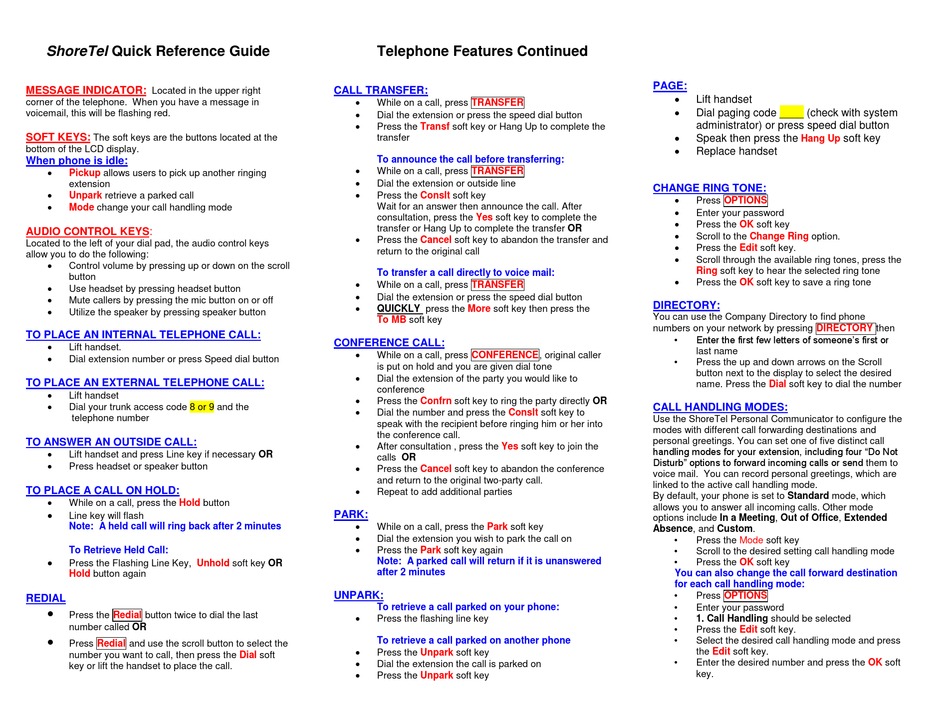 SHORETEL IP230 USER MANUAL Pdf Download | ManualsLib
