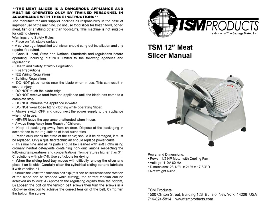 TSM 12 MEAT SLICER MANUAL Pdf Download ManualsLib   Tsm 12 Meat Slicer 