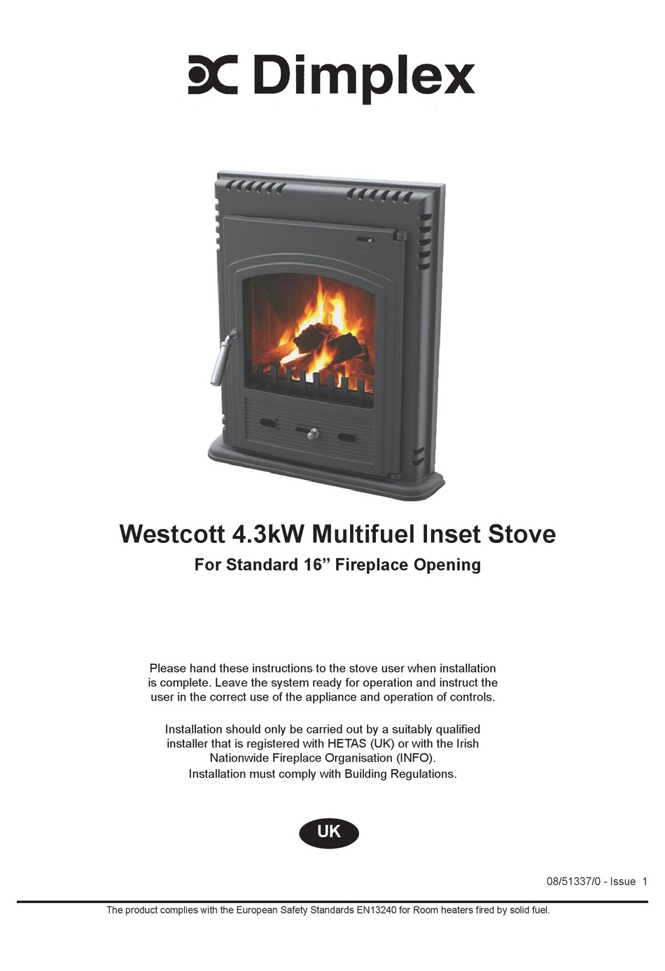 DIMPLEX WESTCOTT 4.3KW USER INSTRUCTIONS Pdf Download | ManualsLib