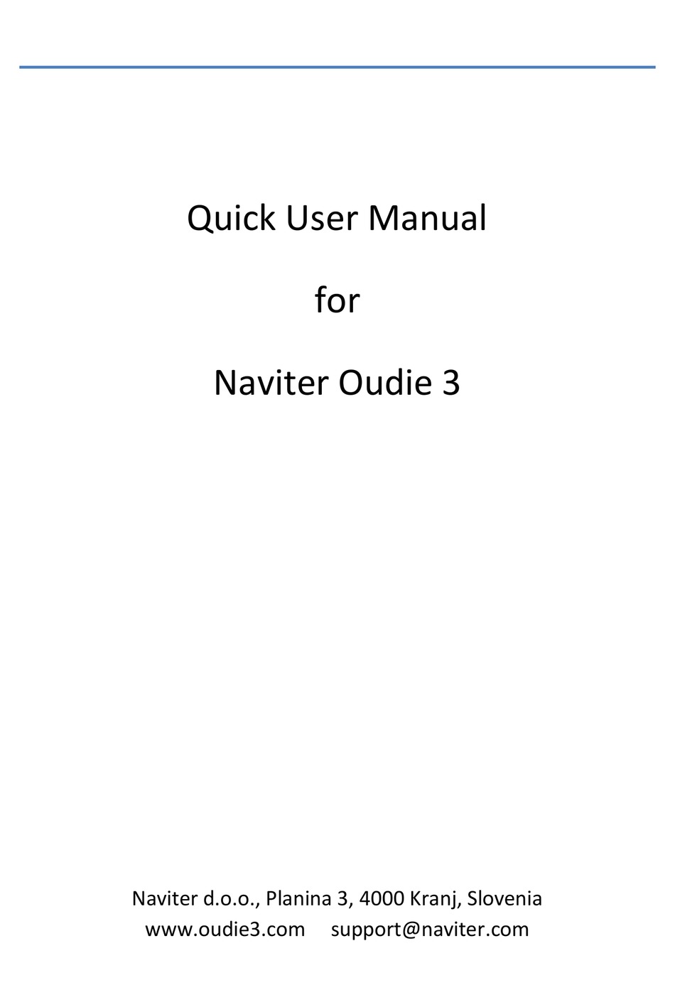 NAVITER OUDIE 3 QUICK USER MANUAL Pdf Download | ManualsLib