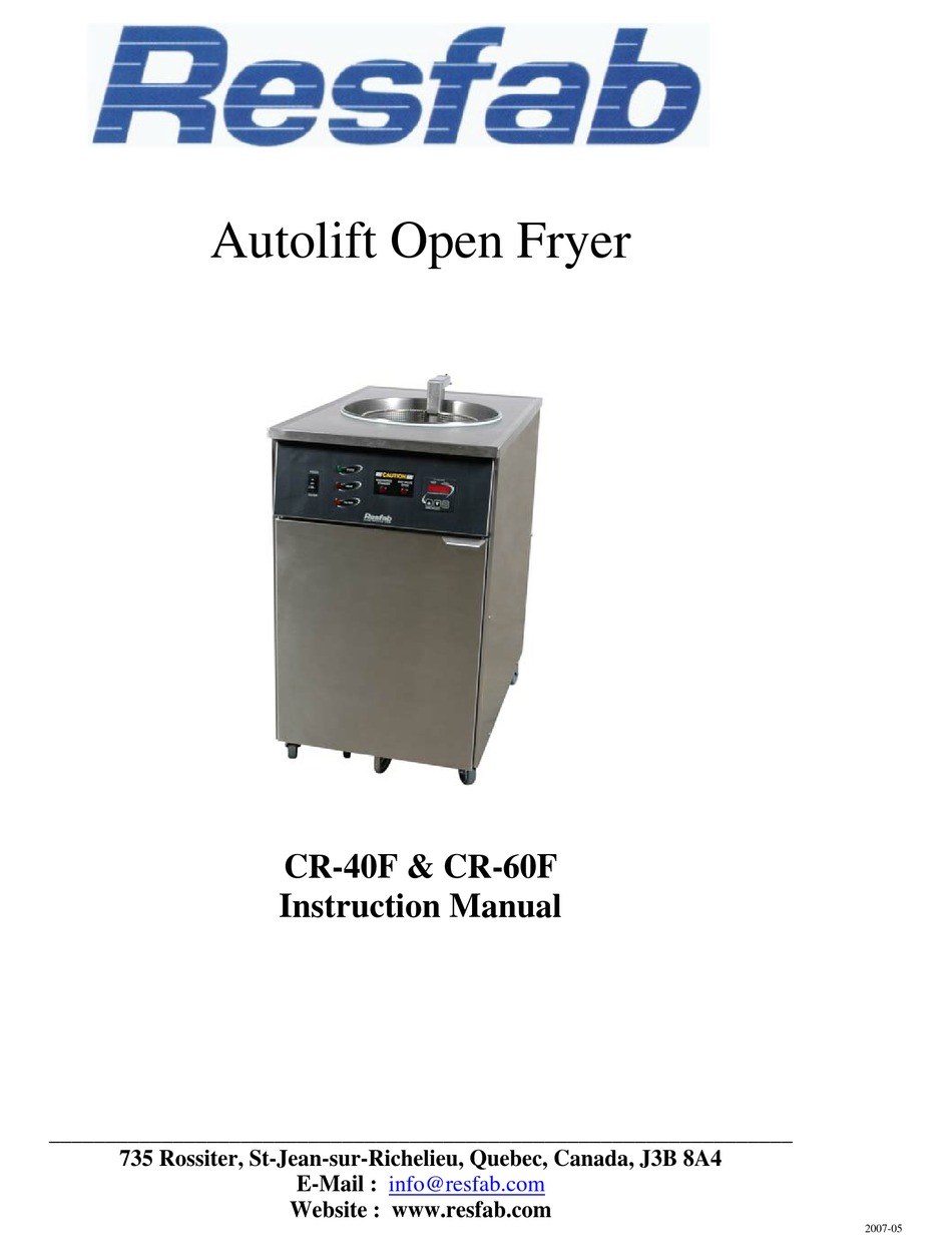 RESFAB CR-40F INSTRUCTION MANUAL Pdf Download | ManualsLib