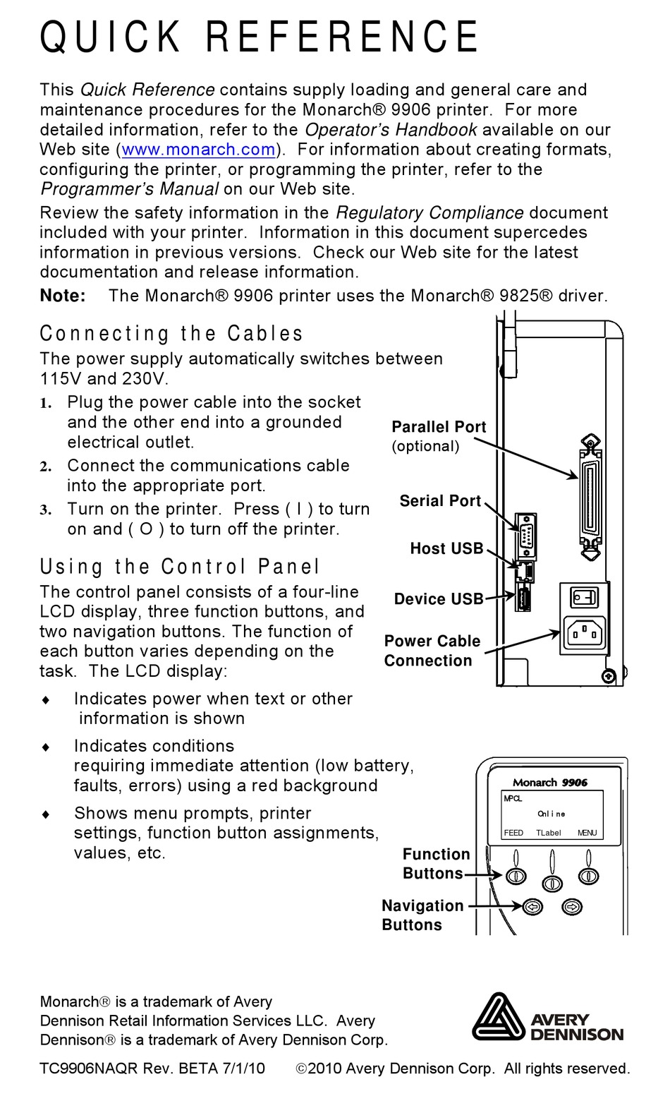MONARCH 9906 QUICK REFERENCE Pdf Download ManualsLib