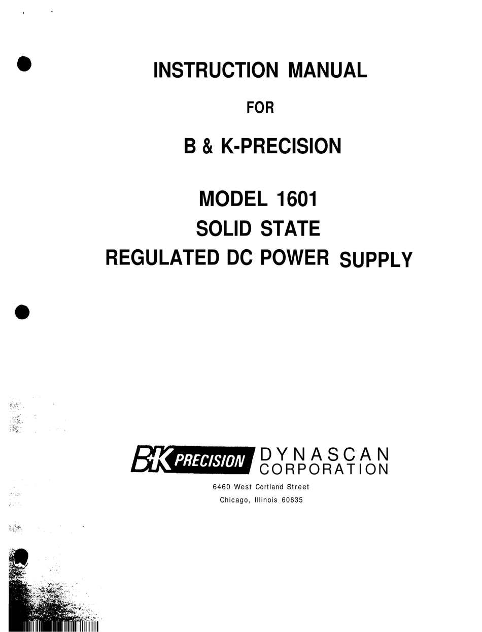 Bk Precision 1601 Manual