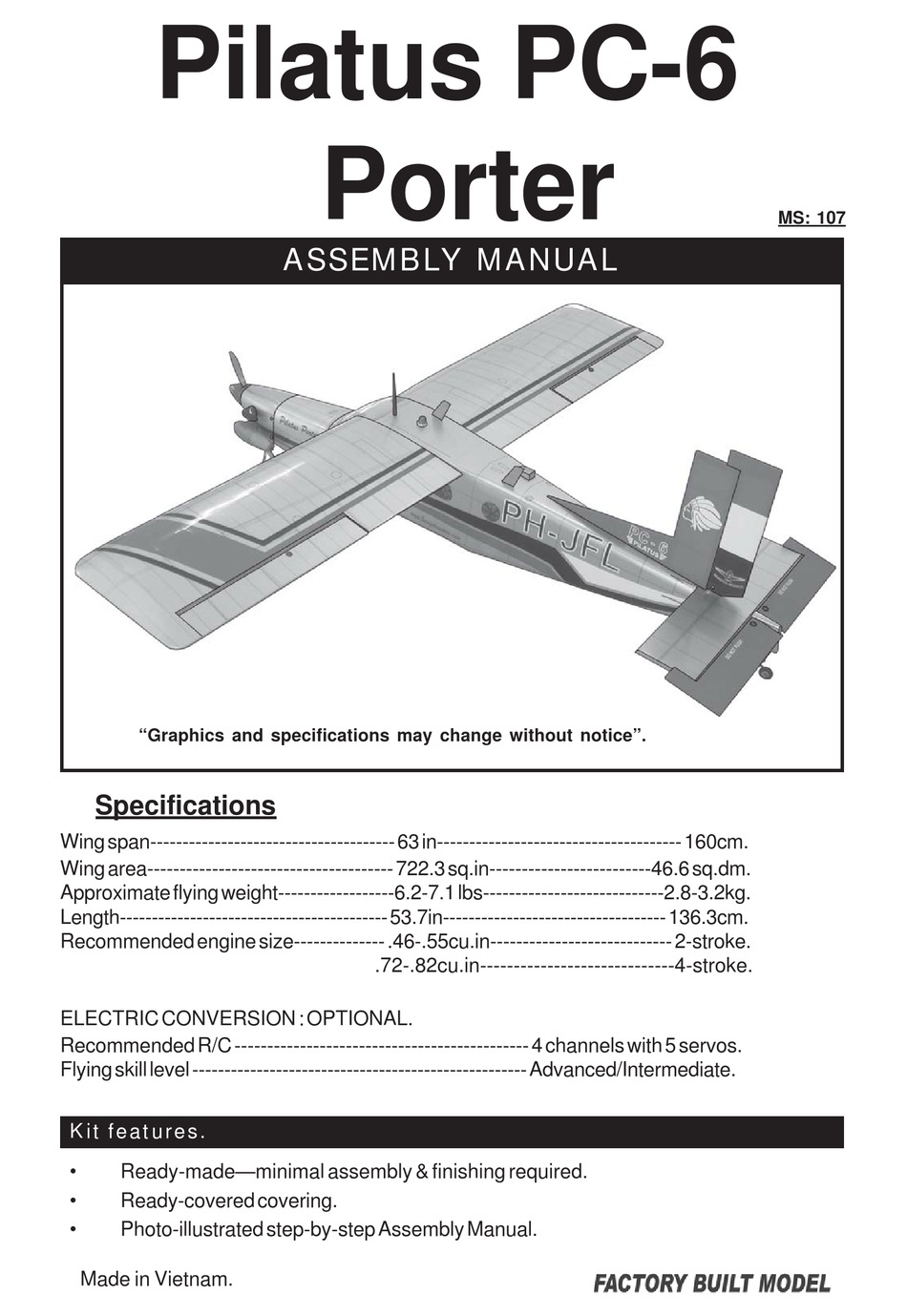 Seagull Models Pilatus Pc 6 Porter Assembly Manual Pdf Download Manualslib