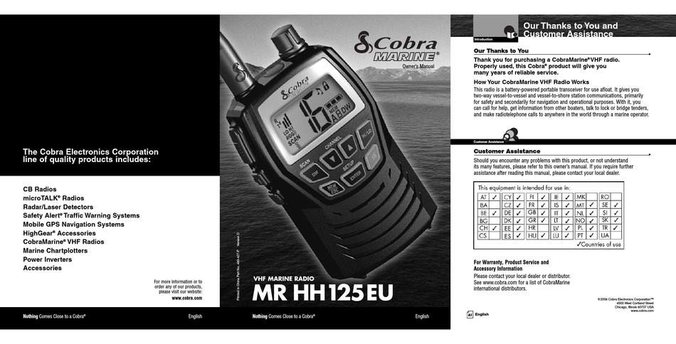 COBRA MARINE MR HH125EU USER MANUAL Pdf Download | ManualsLib