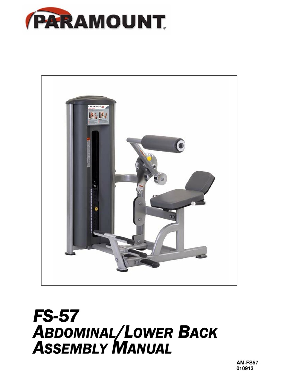 PARAMOUNT FITNESS FS57 ASSEMBLY MANUAL Pdf Download ManualsLib