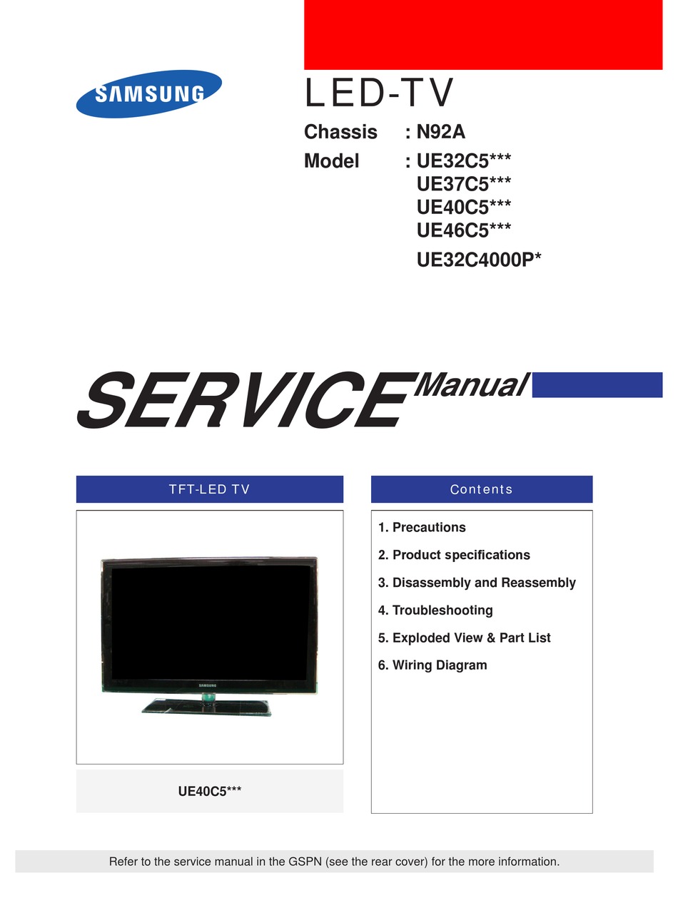 SAMSUNG UE32C5*** SERVICE MANUAL Pdf Download | ManualsLib