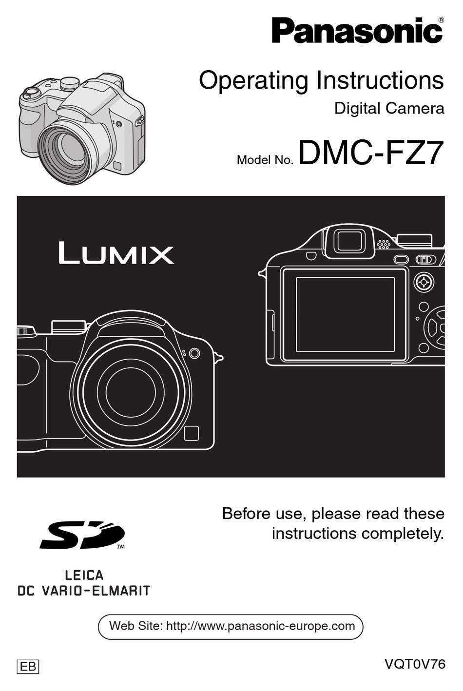 PANASONIC LUMIX DMCFZ7 OPERATING INSTRUCTIONS MANUAL Pdf Download