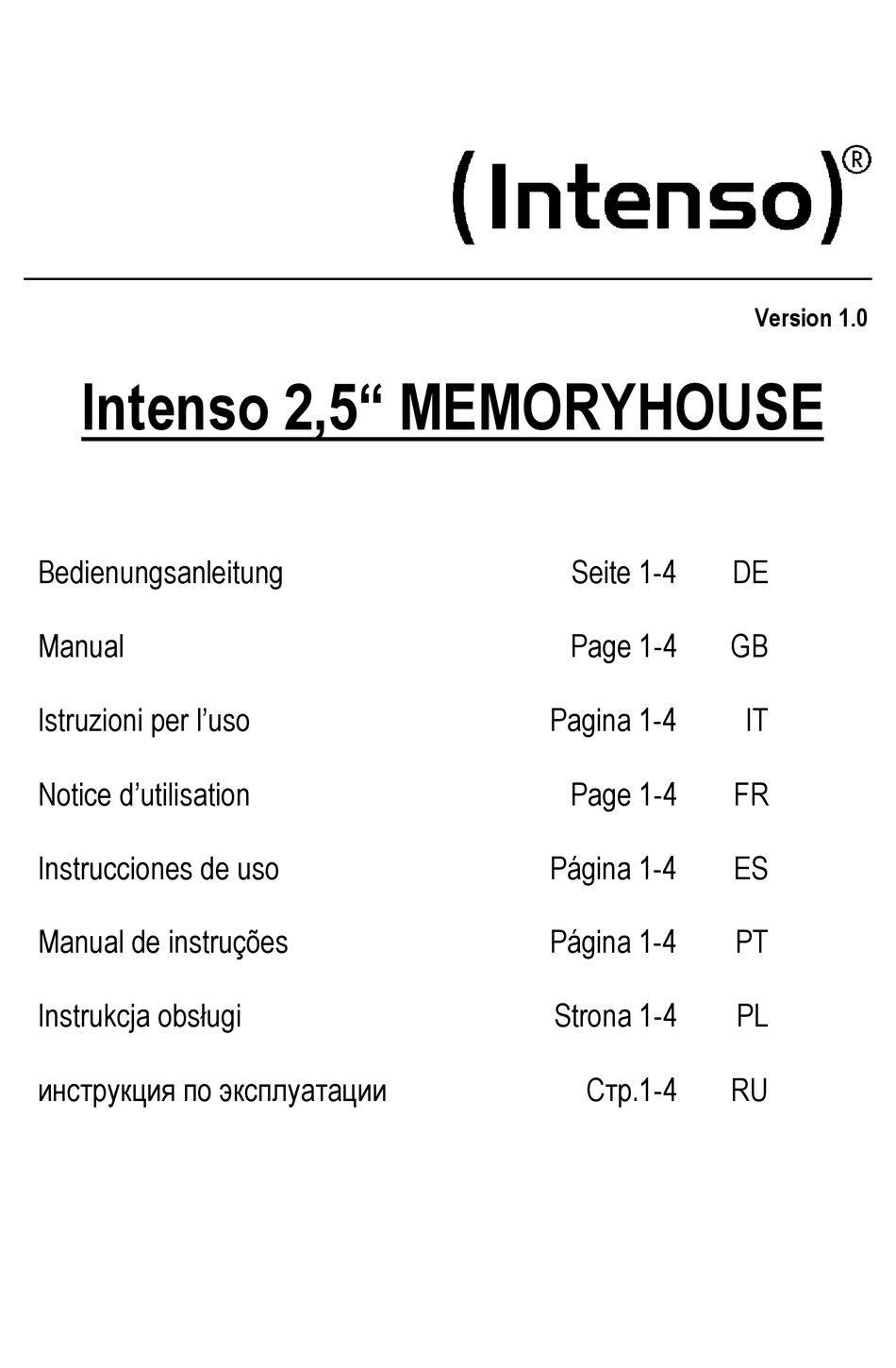 Intenso 2.5 Memory Station Treiber Windows 10 INTENSO 2,5" MEMORYHOUSE OPERATING INSTRUCTIONS MANUAL Pdf Download