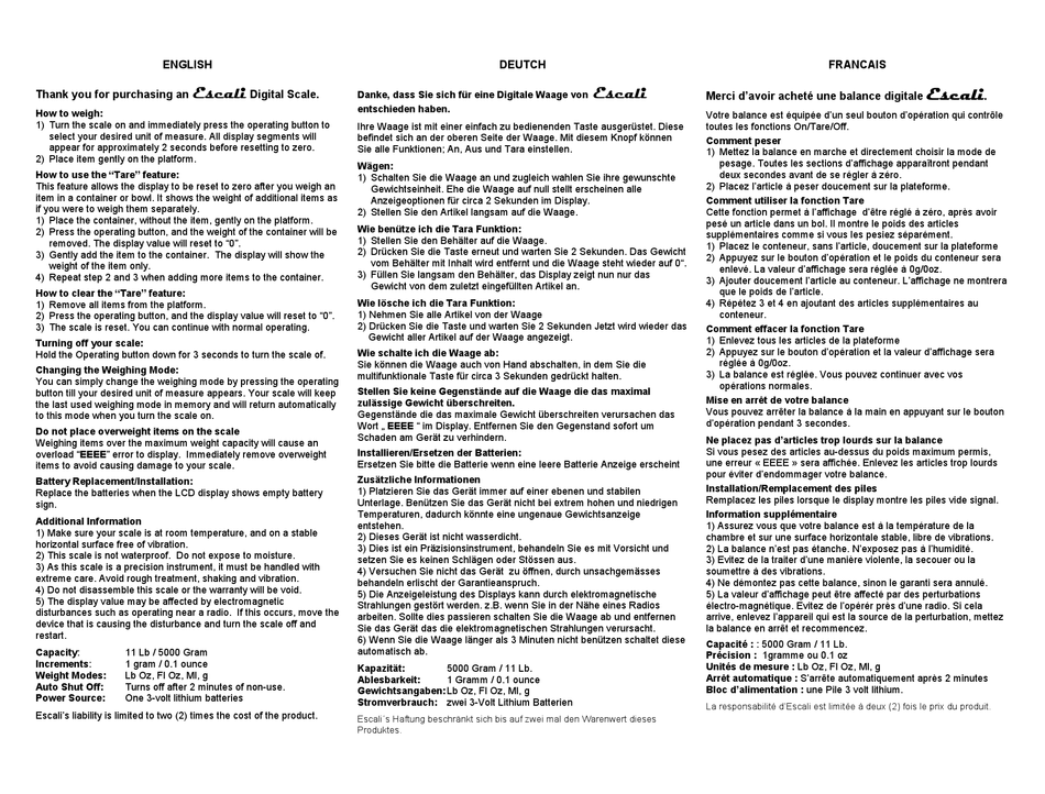 ESCALI TABLA USER MANUAL Pdf Download ManualsLib