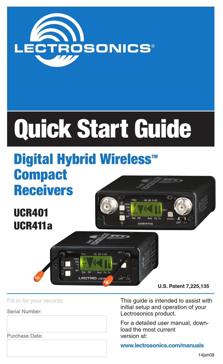 LECTROSONICS UCR401 QUICK START MANUAL Pdf Download ManualsLib