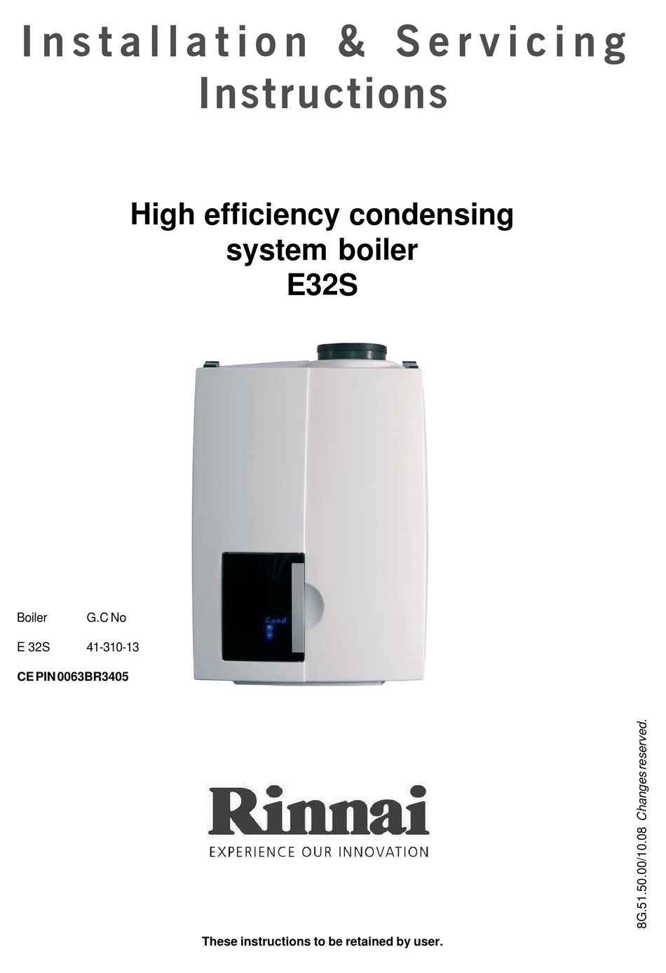 RINNAI E32S INSTALLATION & SERVICING INSTRUCTIONS MANUAL Pdf Download ...