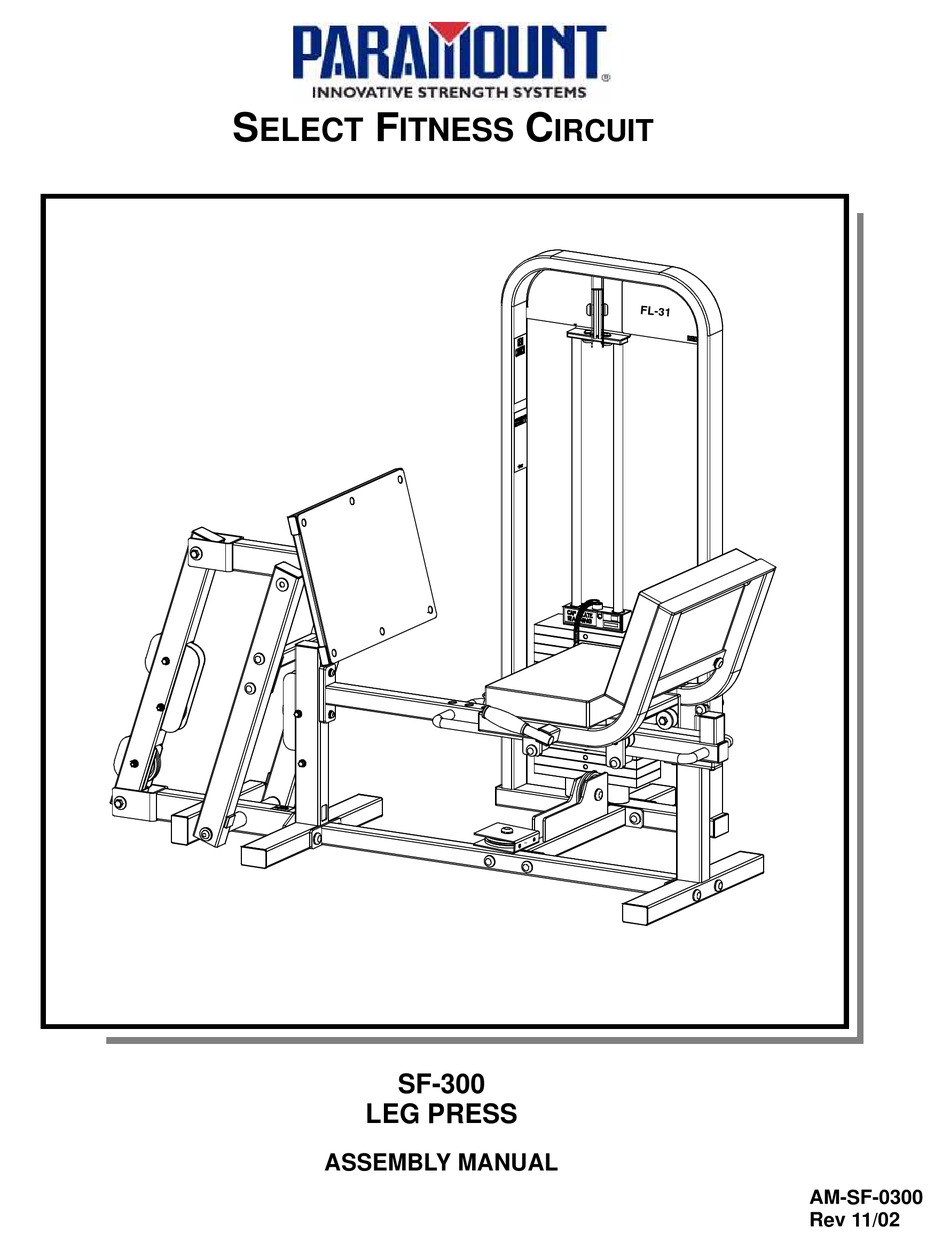 PARAMOUNT FITNESS SF300 ASSEMBLY MANUAL Pdf Download ManualsLib
