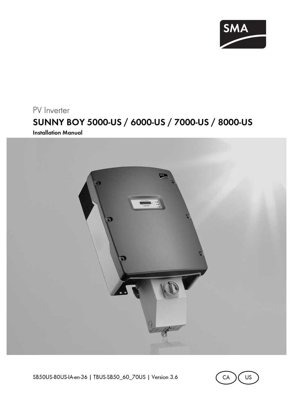 SMA SUNNY BOY 5000US INSTALLATION MANUAL Pdf Download ManualsLib