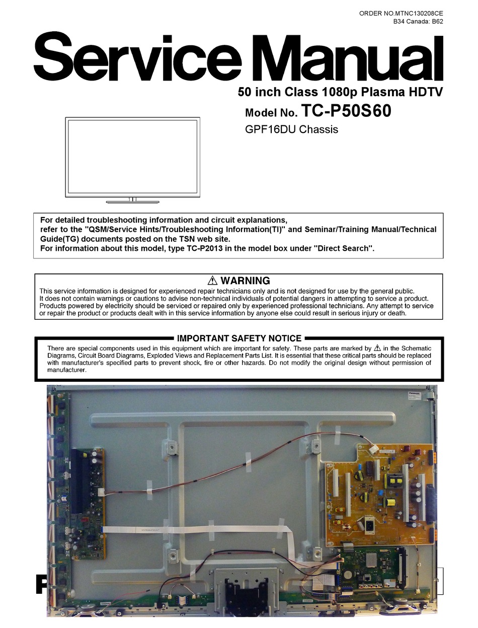 PANASONIC TC-P50S60 SERVICE MANUAL Pdf Download | ManualsLib