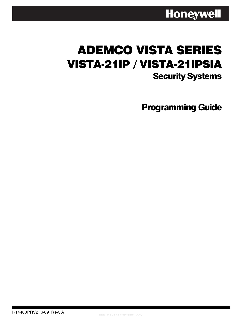 HONEYWELL ADEMCO VISTA-21IP PROGRAMMING MANUAL Pdf Download | ManualsLib