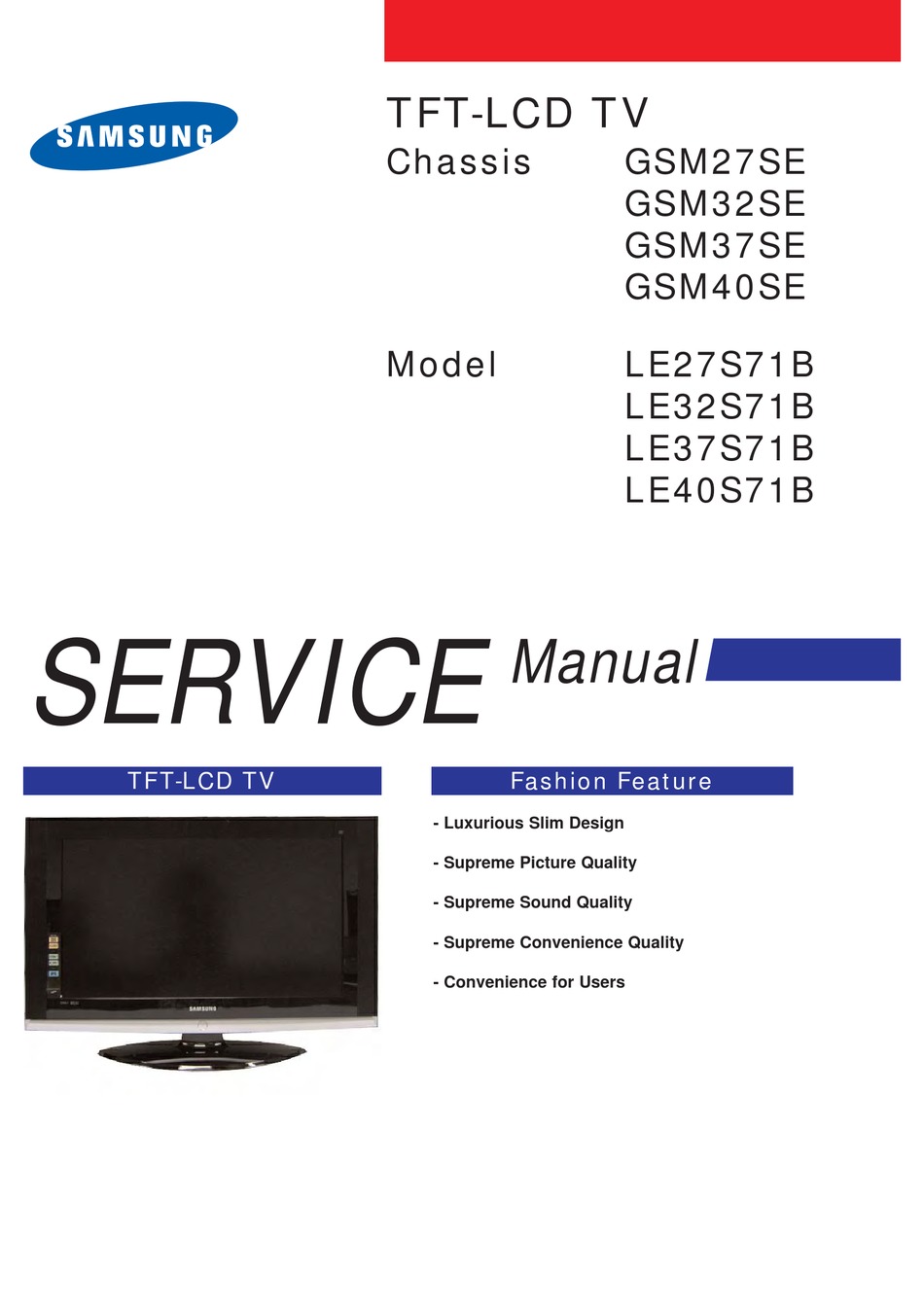 SAMSUNG LE27S71B SERVICE MANUAL Pdf Download | ManualsLib