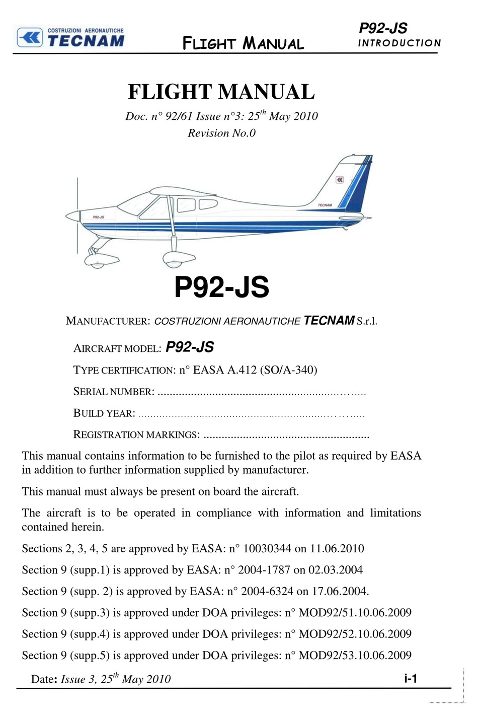 Tecnam P92 Js Flight Manual Pdf Download Manualslib