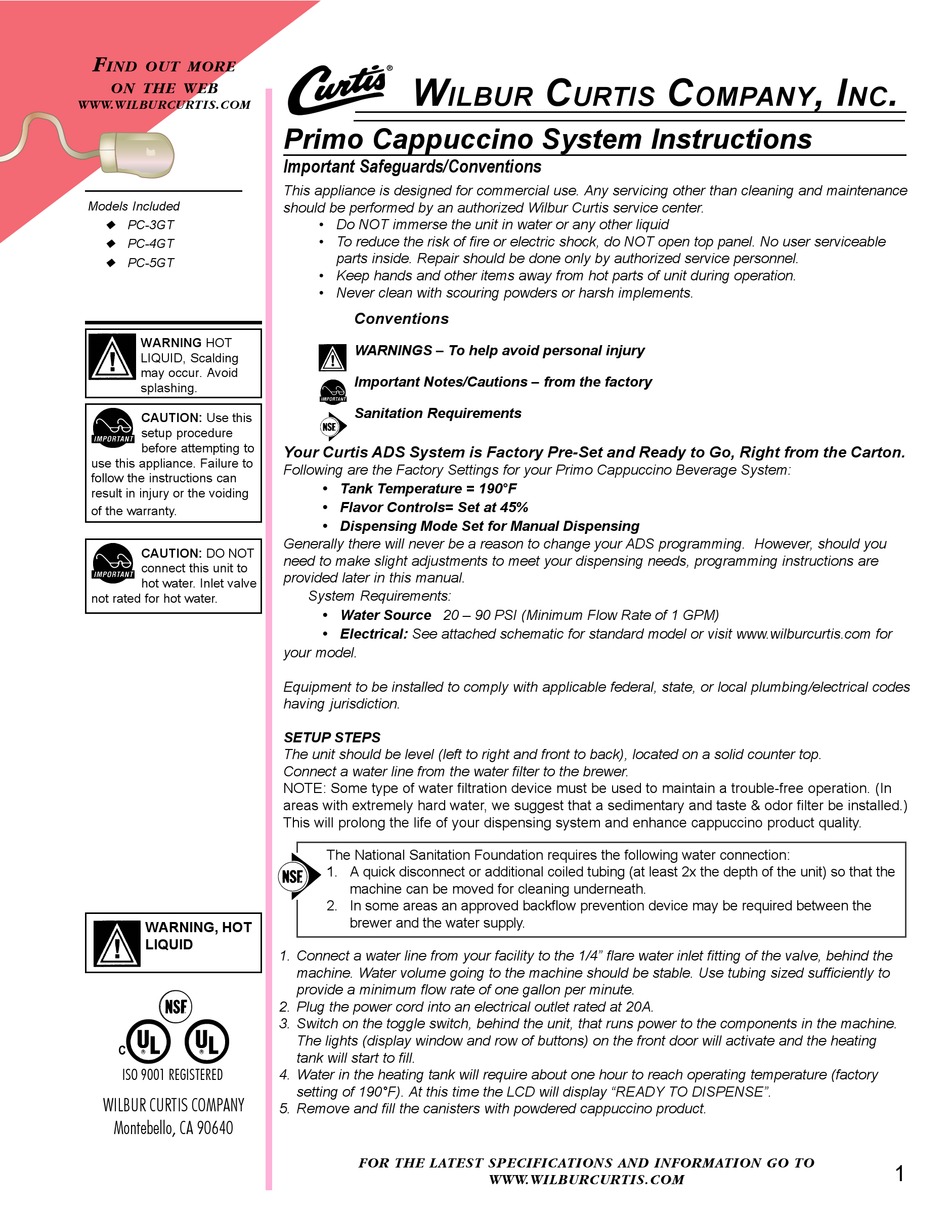 CURTIS PC3GT INSTRUCTION MANUAL Pdf Download ManualsLib