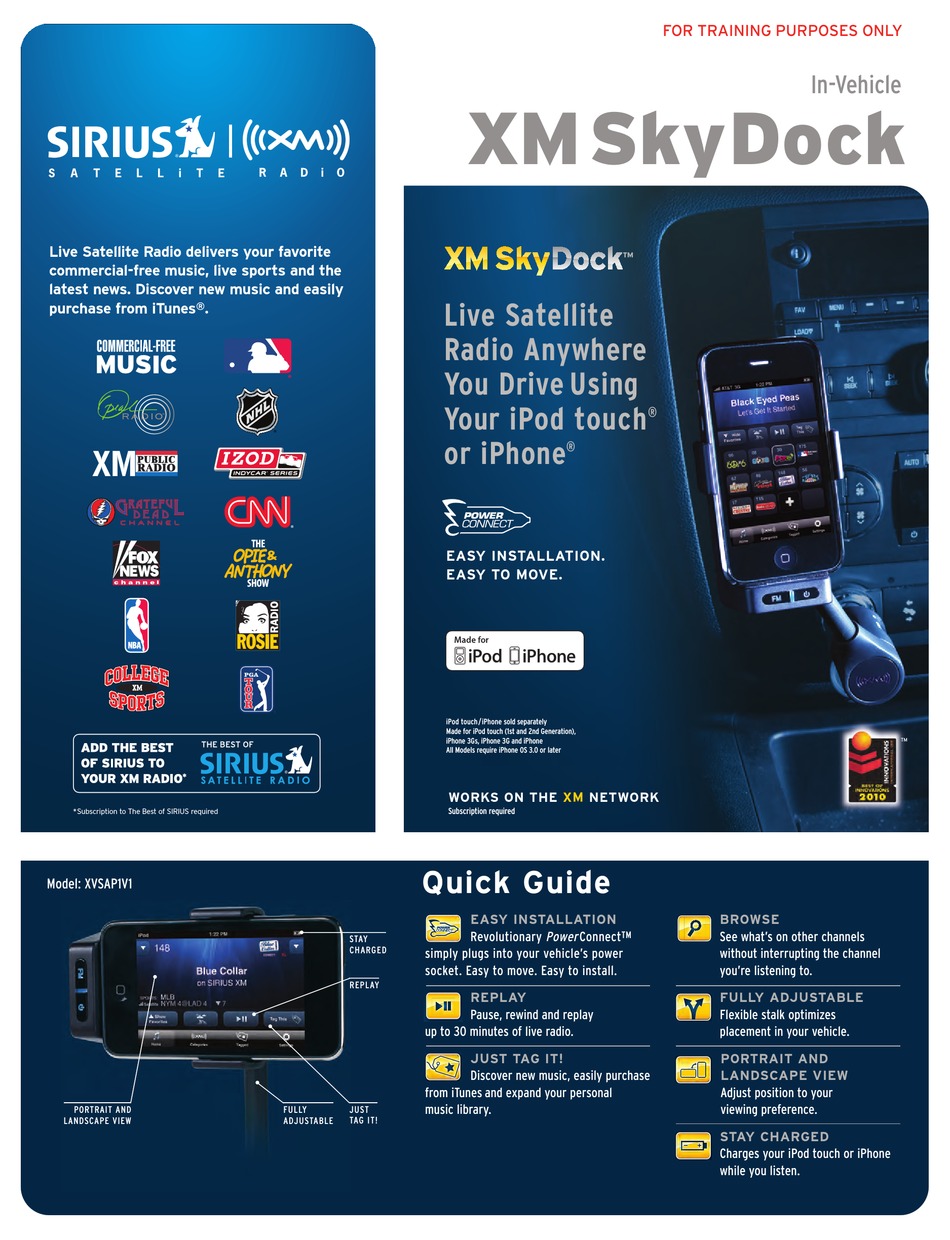 SIRIUS SATELLITE RADIO XM SKY DOCK XVSAP1V1 QUICK MANUAL Pdf Download