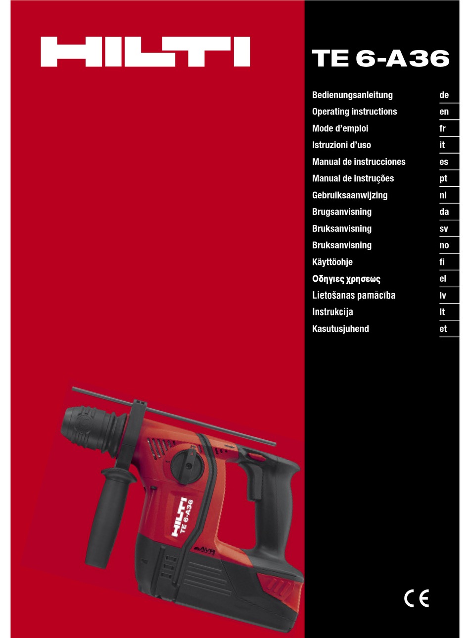 Hilti Te 6 A36 Operating Instructions Manual Pdf Download Manualslib