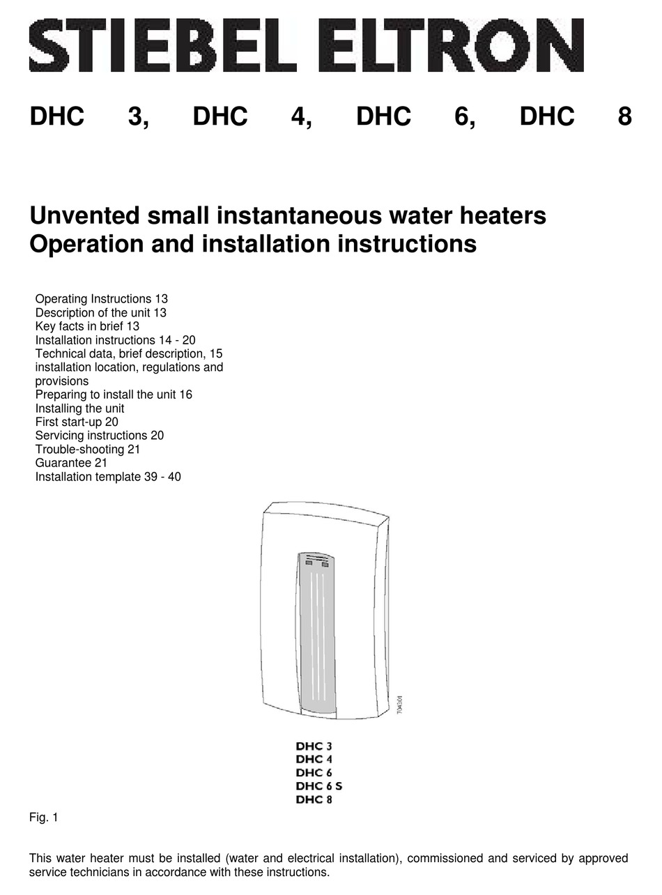 STIEBEL ELTRON DHC 3 OPERATION AND INSTALLATION