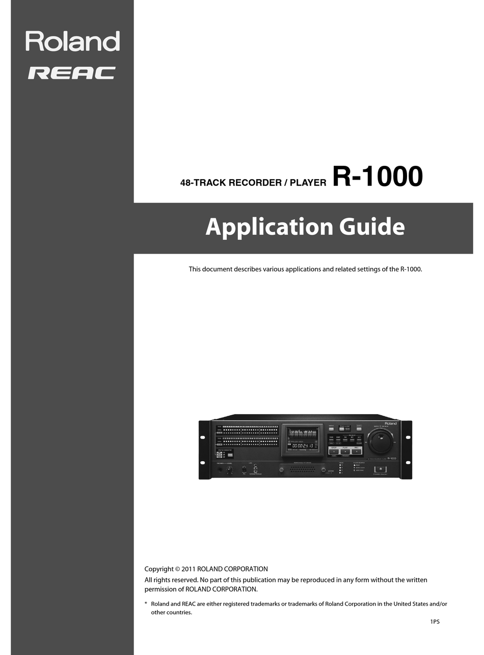 ROLAND R-1000 MANUAL Pdf Download | ManualsLib