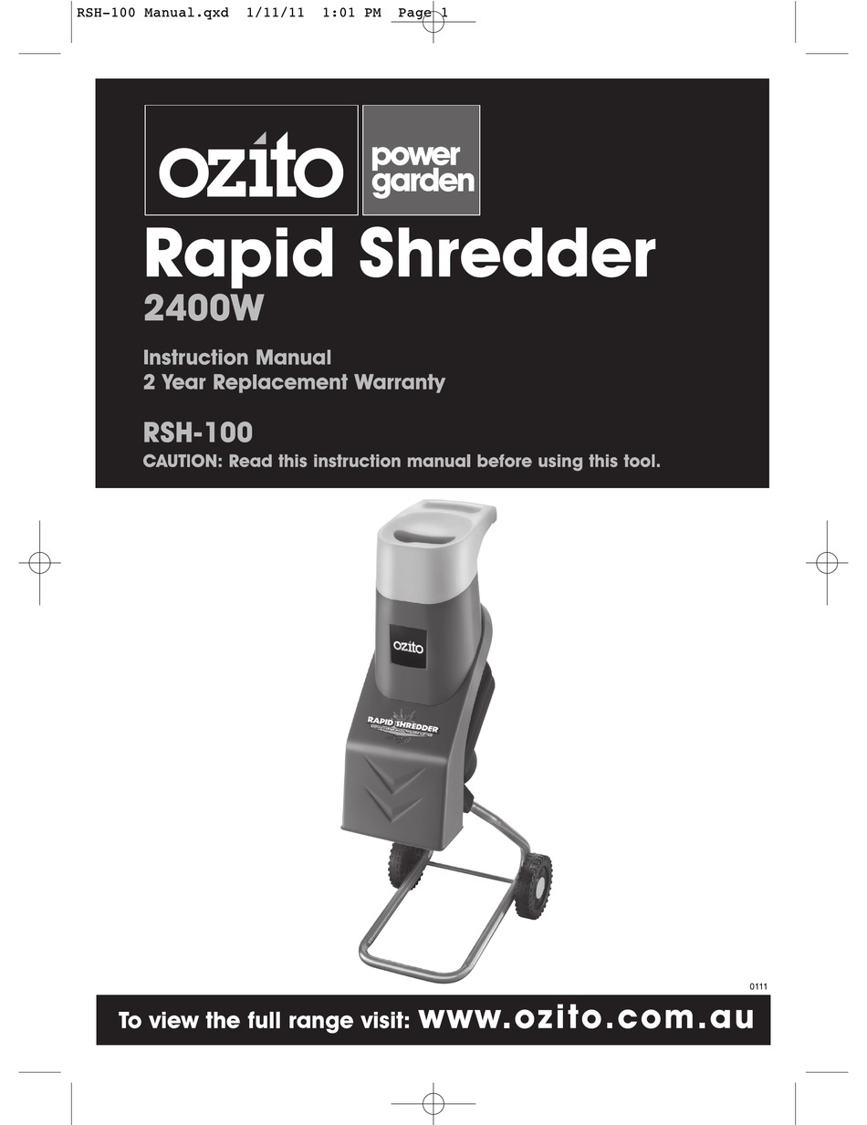 OZITO RSH100 INSTRUCTION MANUAL Pdf Download ManualsLib