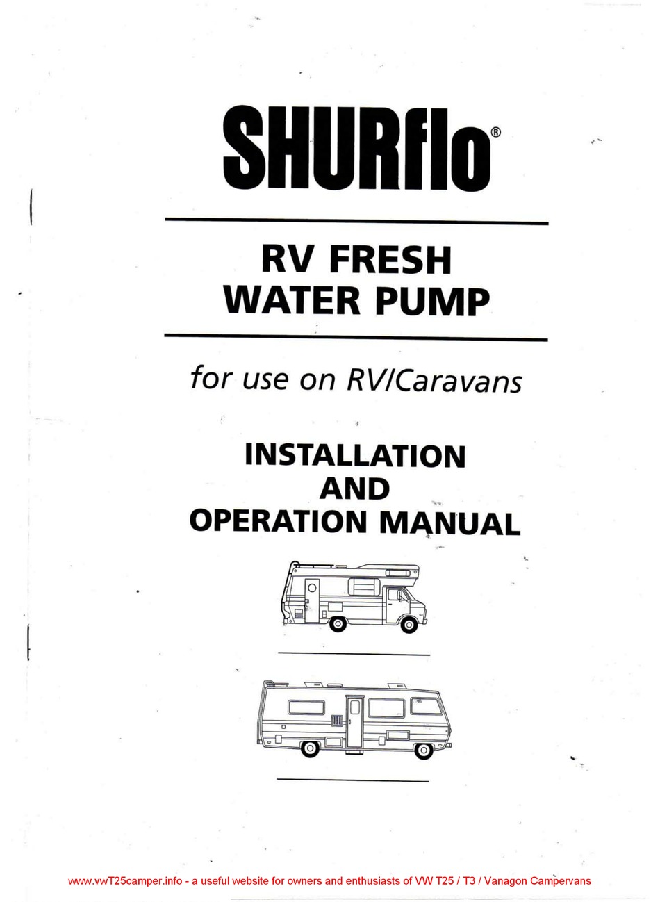 SHURFLO RVFRESH WATER PUMP INSTALLATION AND OPERATION MANUAL Pdf