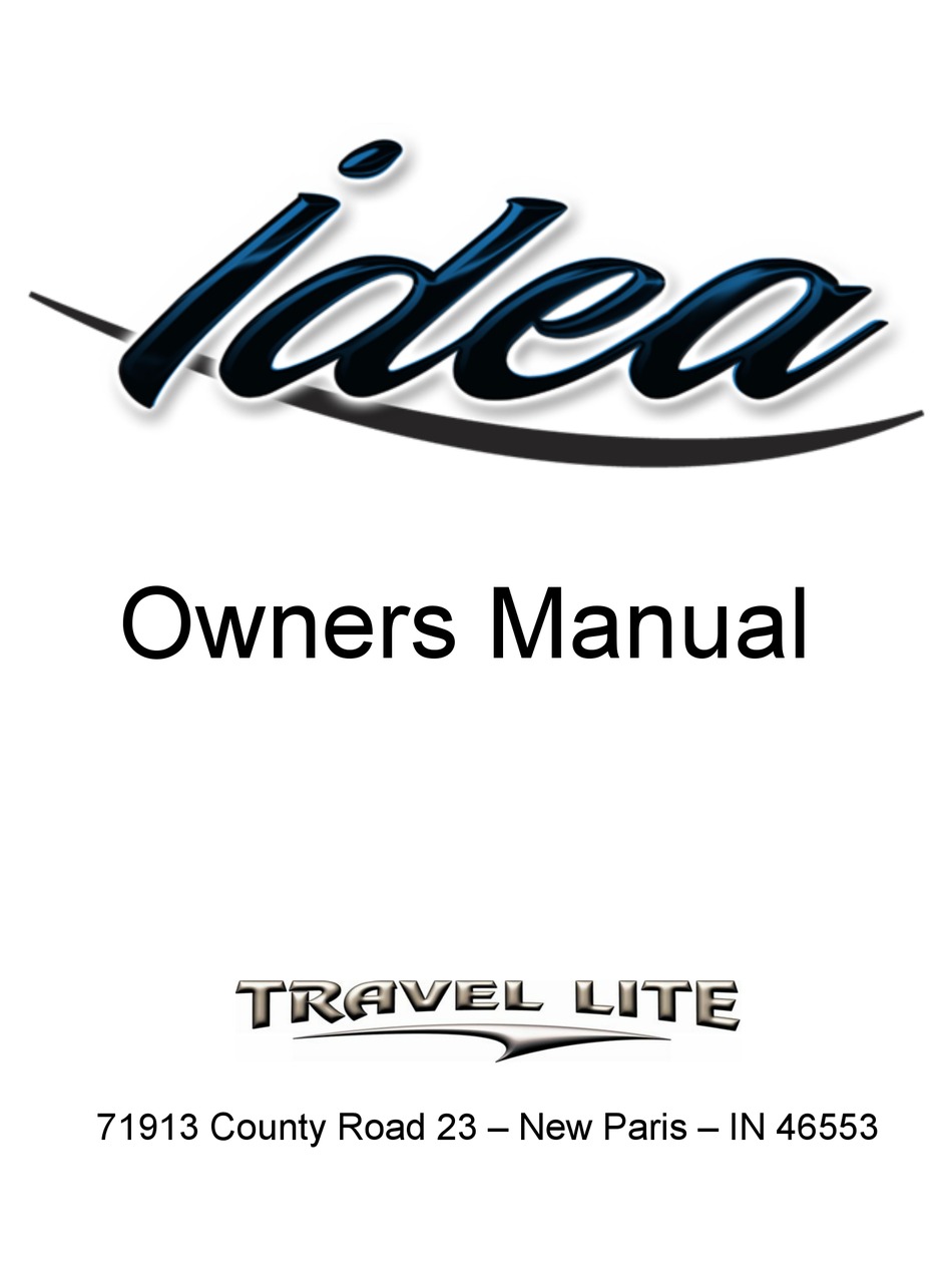 TRAVEL LITE IDEA OWNER'S MANUAL Pdf Download ManualsLib