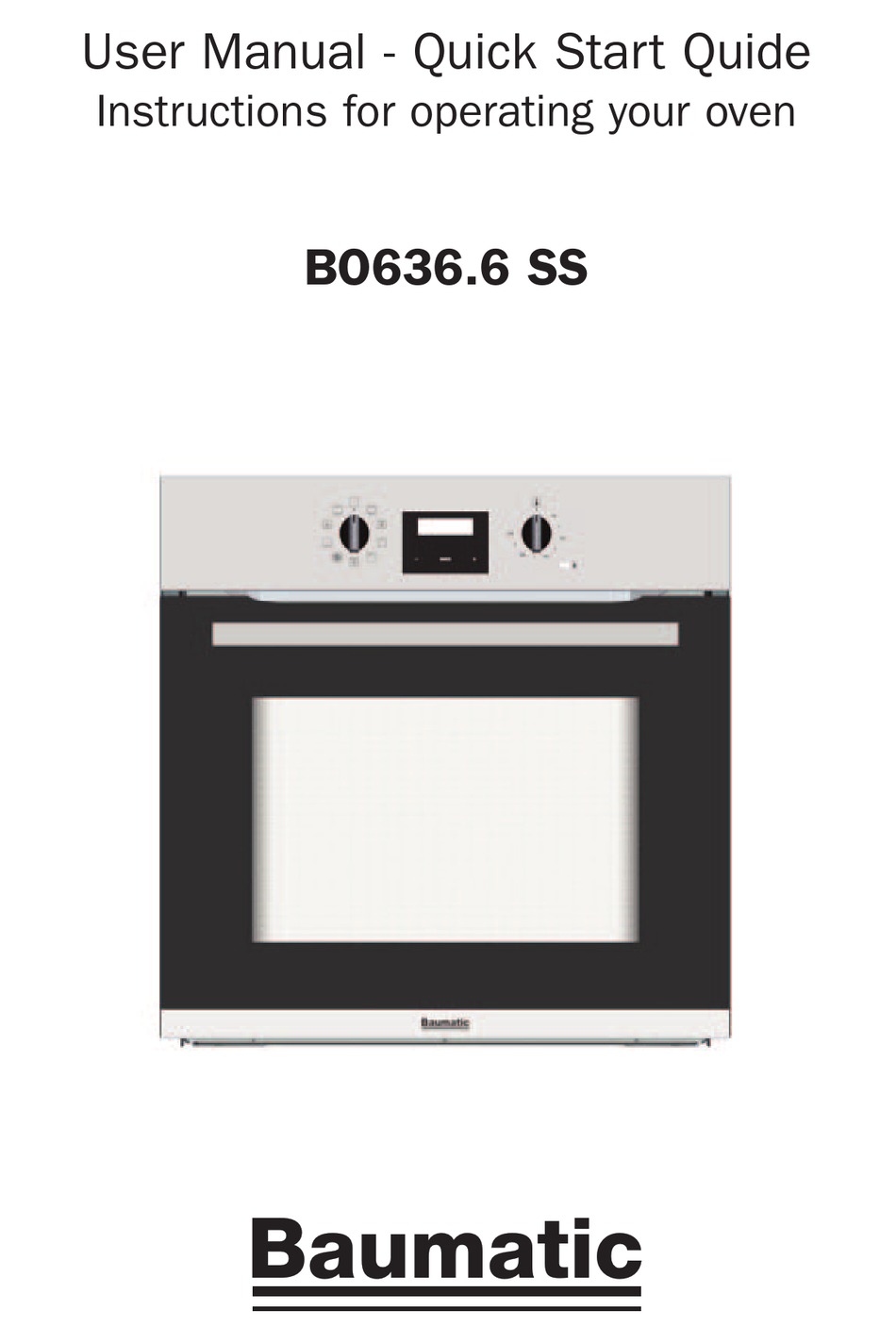 Baumatic Bo636 6 Ss User Manual Pdf Download Manualslib