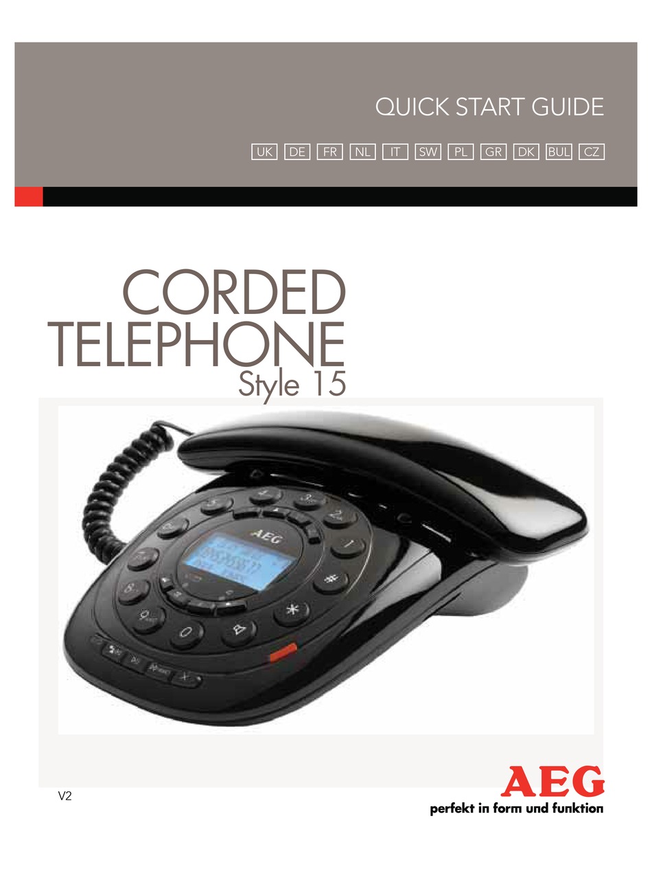 AEG CORDED TELEPHONE STYLE 15 QUICK START MANUAL Pdf Download ManualsLib