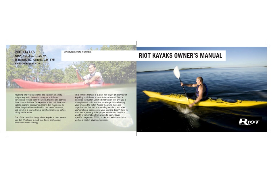 RIOT KAYAK OWNER'S MANUAL Pdf Download ManualsLib
