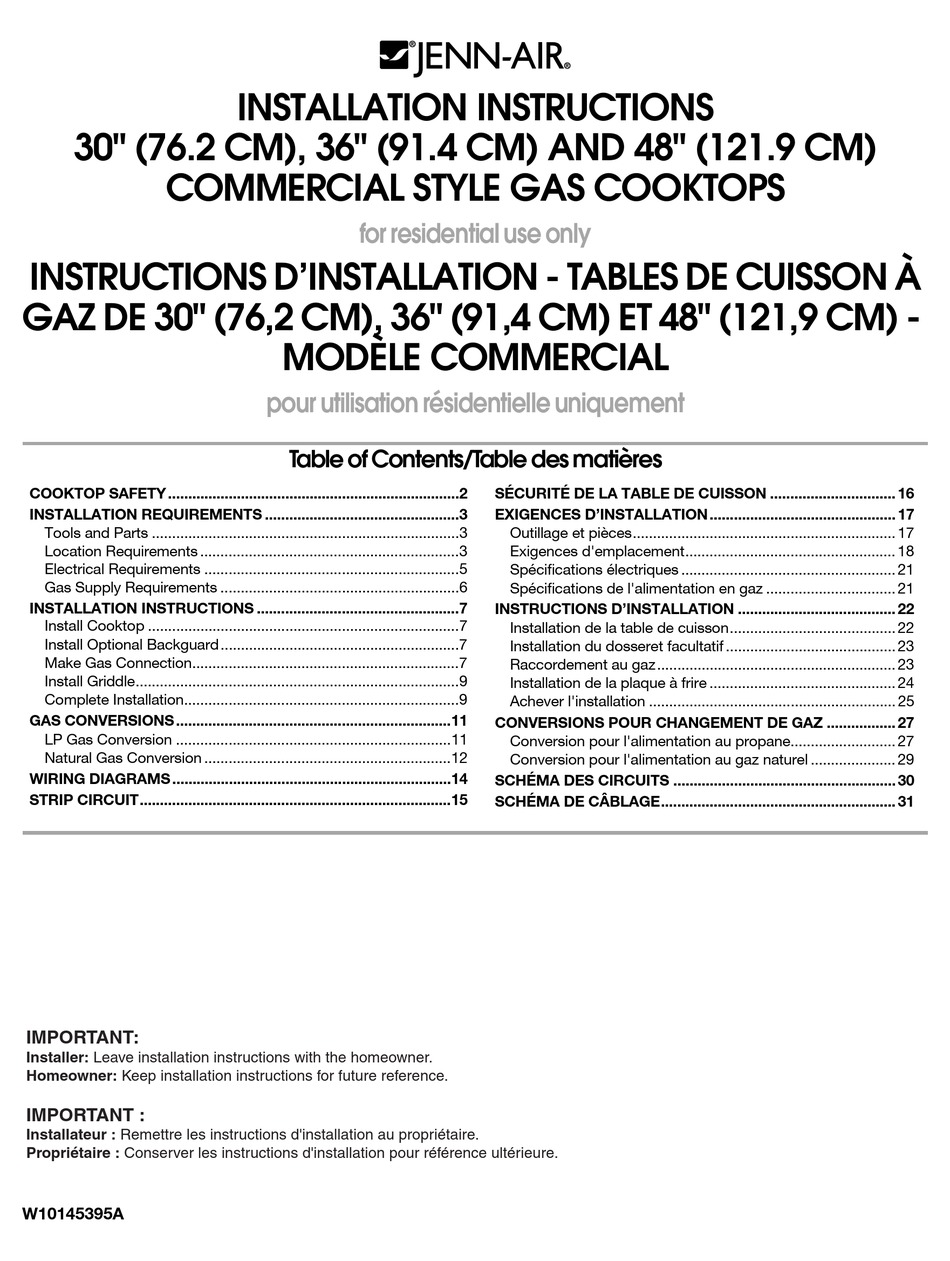 JENNAIR 48" INSTALLATION INSTRUCTIONS MANUAL Pdf Download ManualsLib