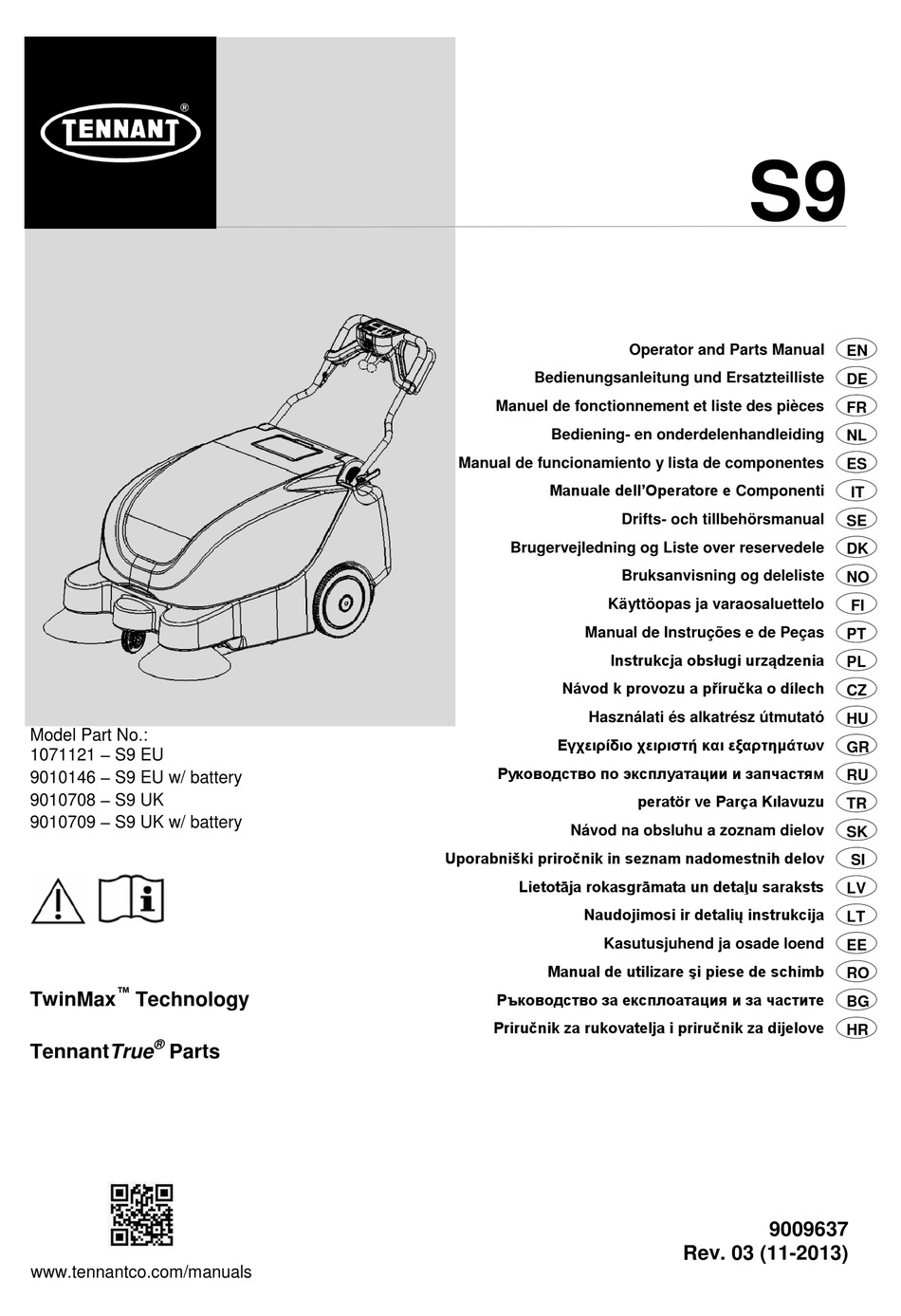 TENNANT 1071121 OPERATOR AND PARTS MANUAL Pdf Download ManualsLib