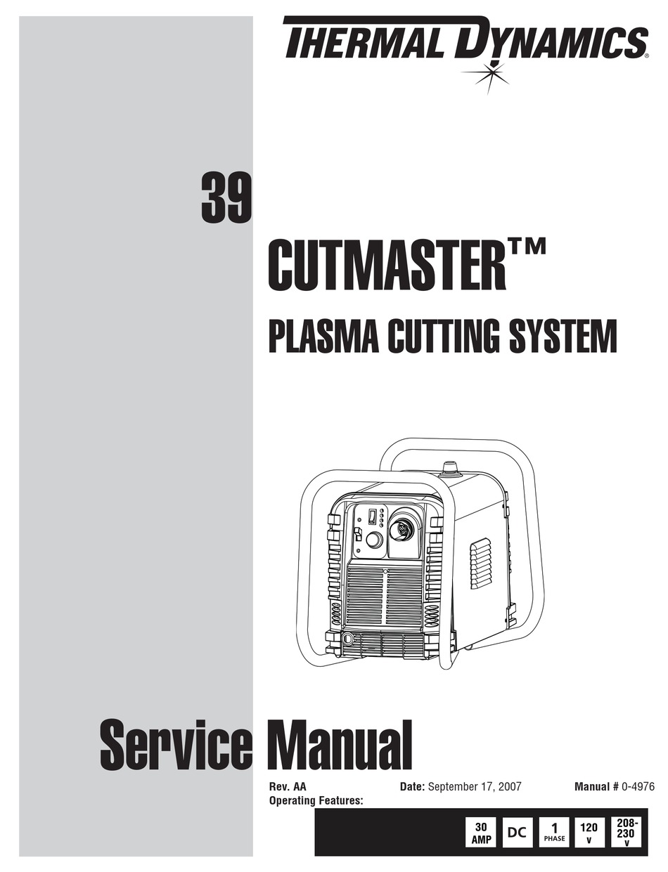 THERMAL DYNAMICS 39 CUTMASTER SERVICE MANUAL Pdf Download | ManualsLib