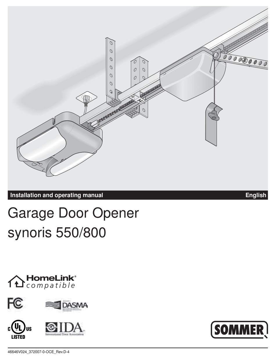 Sommer Synoris 550 Installation And Operating Manual Pdf Download Manualslib