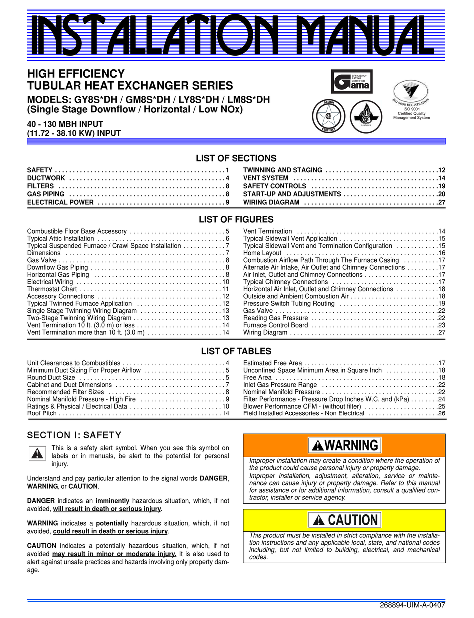 UNITARY PRODUCTS GROUP GY8S*DH INSTALLATION MANUAL Pdf Download