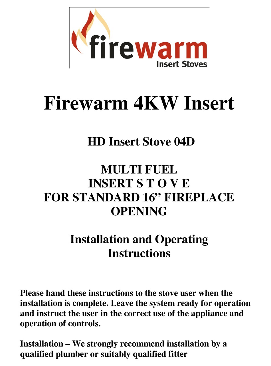 FIREWARM 4KW INSERT INSTALLATION AND OPERATING INSTRUCTIONS MANUAL Pdf  Download | ManualsLib