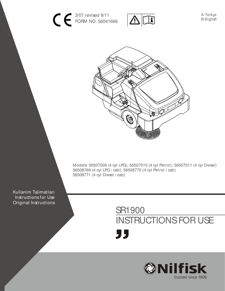 NILFISKADVANCE SR1900 INSTRUCTIONS FOR USE MANUAL Pdf Download