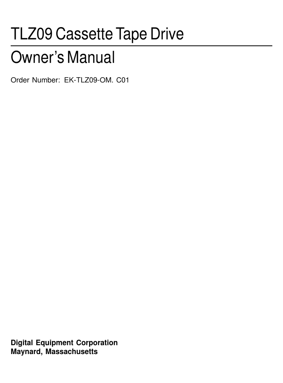 DIGITAL EQUIPMENT TLZ09 OWNER'S MANUAL Pdf Download ManualsLib