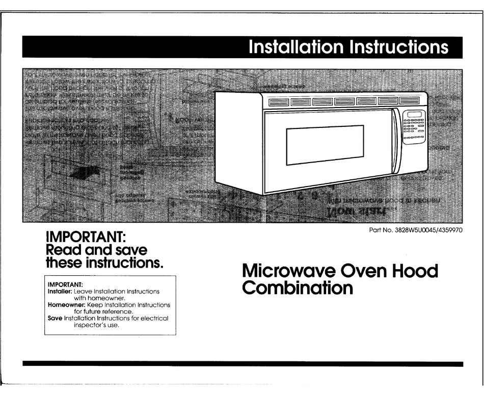 BENTON HARBOR MICROWAVE OVEN HOOD COMBINATION INSTALLATION INSTRUCTIONS