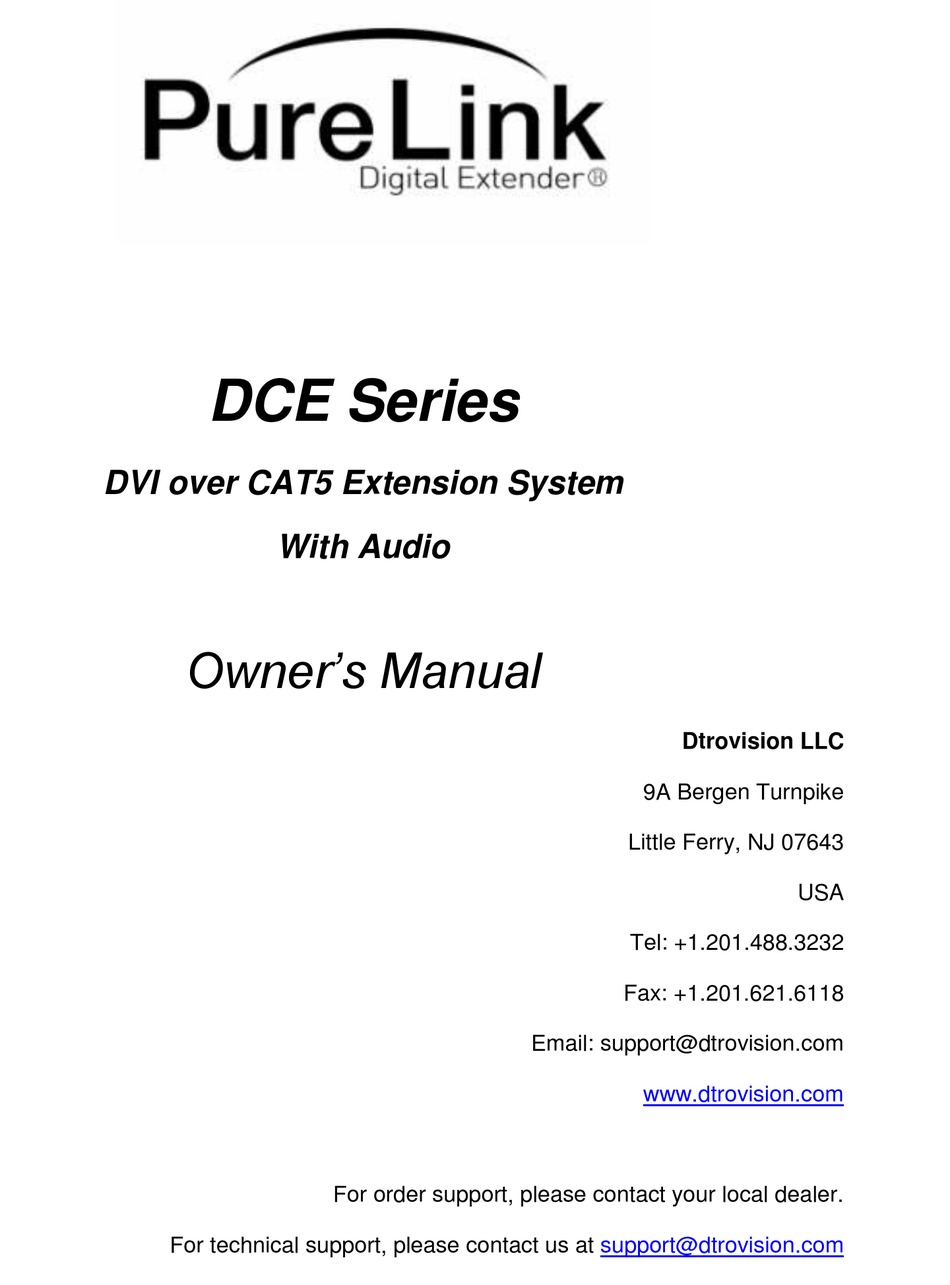 DTROVISION PURE LINK DCE SERIES OWNER'S MANUAL Pdf Download | ManualsLib