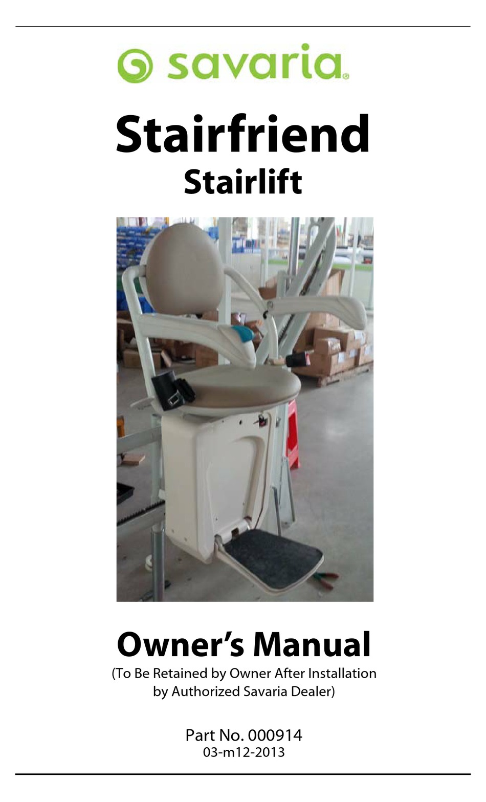 SAVARIA STAIRFRIEND OWNER'S MANUAL Pdf Download | ManualsLib