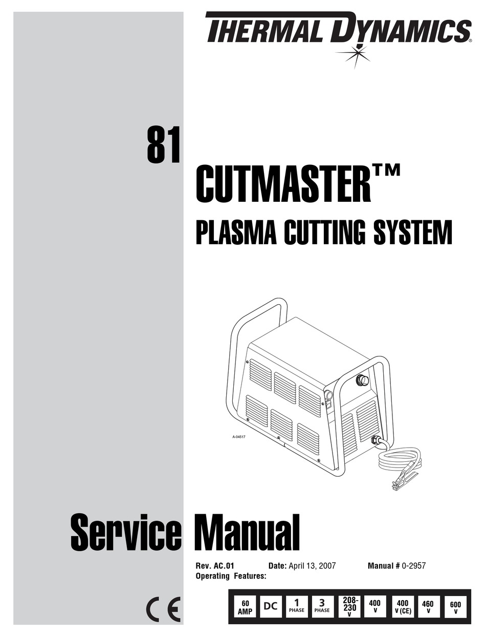 THERMAL DYNAMICS 81 CUTMASTER SERVICE MANUAL Pdf Download | ManualsLib