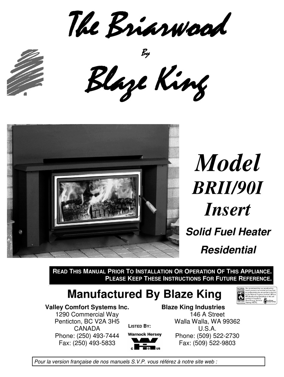 BLAZE KING BRII/90I INSERT MANUAL Pdf Download ManuaLib