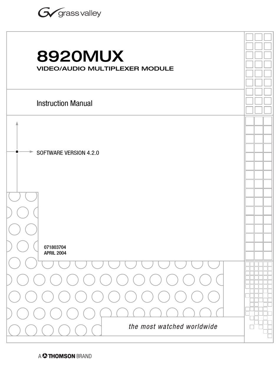 GRASS VALLEY 8920MUX INSTRUCTION MANUAL Pdf Download ManualsLib