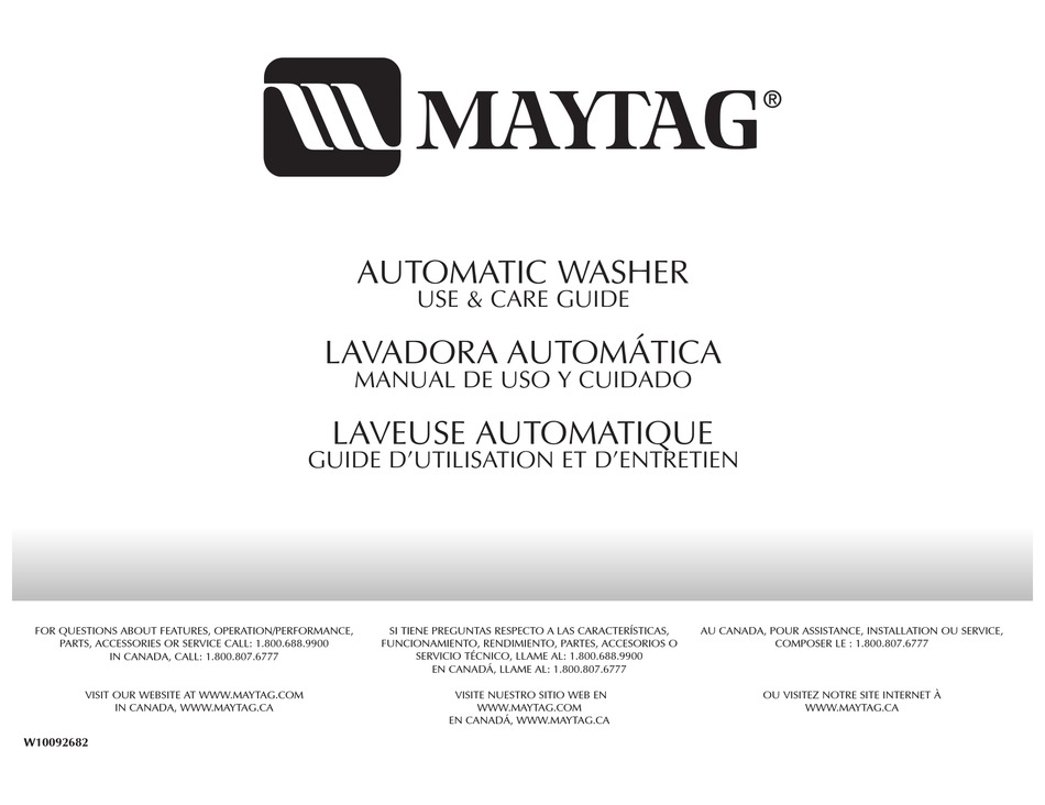 MAYTAG AUTOMATIC WASHER USE & CARE MANUAL Pdf Download | ManualsLib