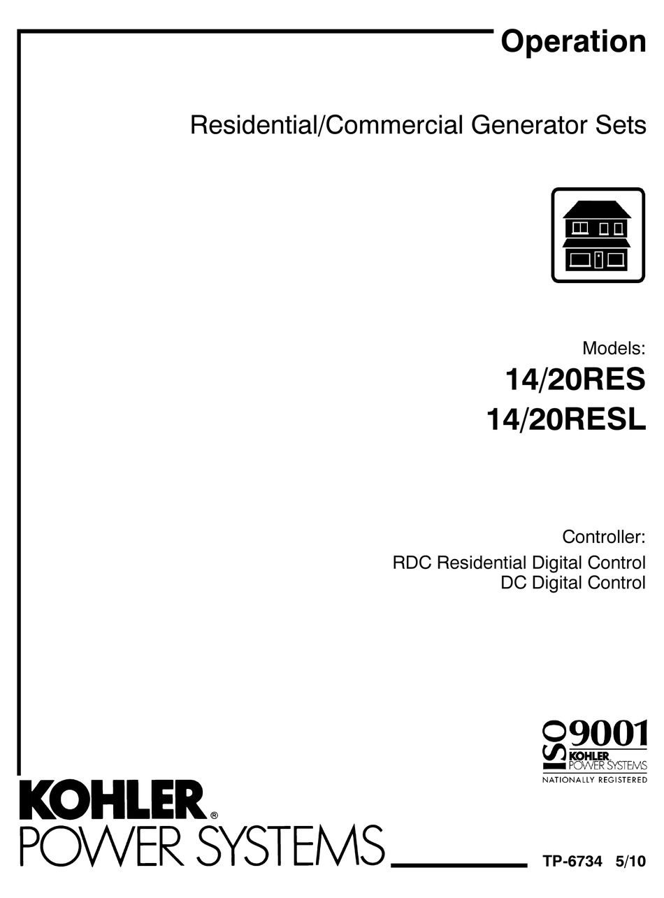 KOHLER 14/20RES OPERATION MANUAL Pdf Download | ManualsLib